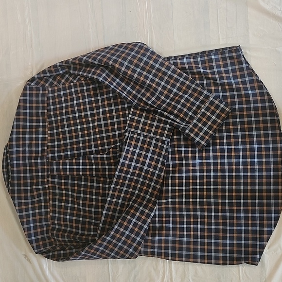 St. John's Bay Brown and Blue Plaid Button-Down Shirt - Picture 11 of 11